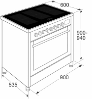 Pelgrim inductie fornuis met multifunctionele oven, 90 cm